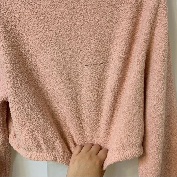 BuffBunny Collection Loop Yarn Crop Top Sweater Desert Rose Pink Size Medium - Picture 13 of 14